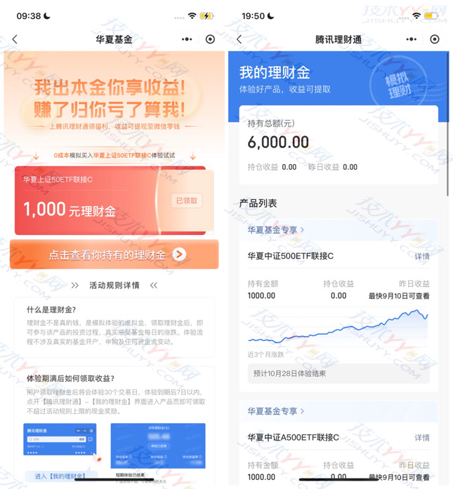 腾讯理财通 我出本金你享收益 免费领6000元体验金 收益到账零钱_www.jishuyy.com