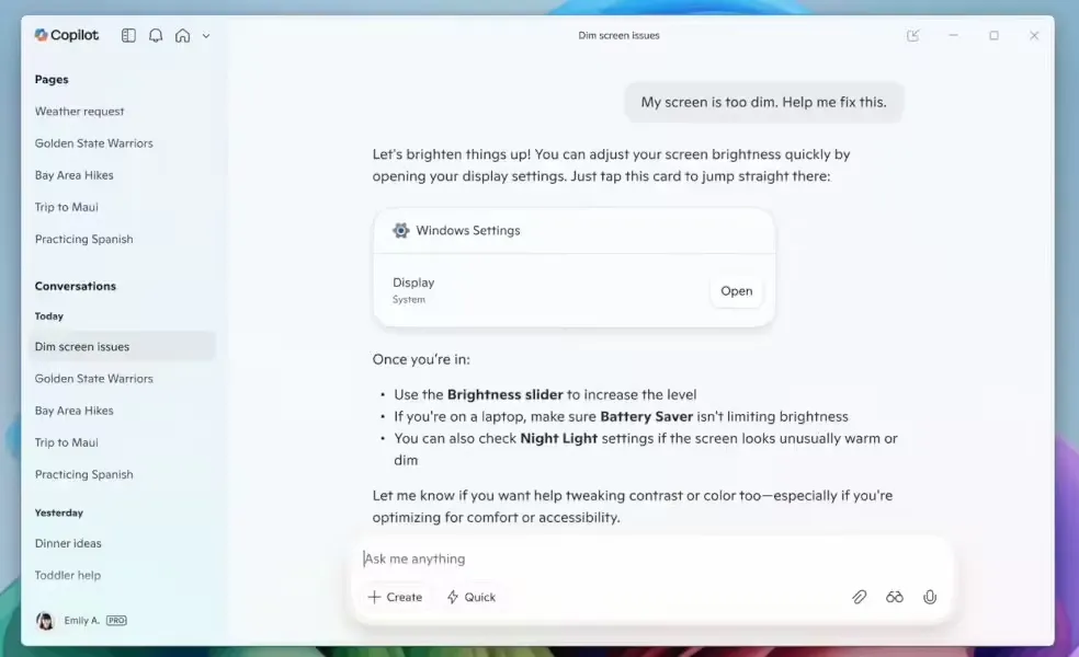 Win11 版微软 Copilot 解锁“听懂人话”:理解用户诉求,直达系统设置_www.jishuyy.com