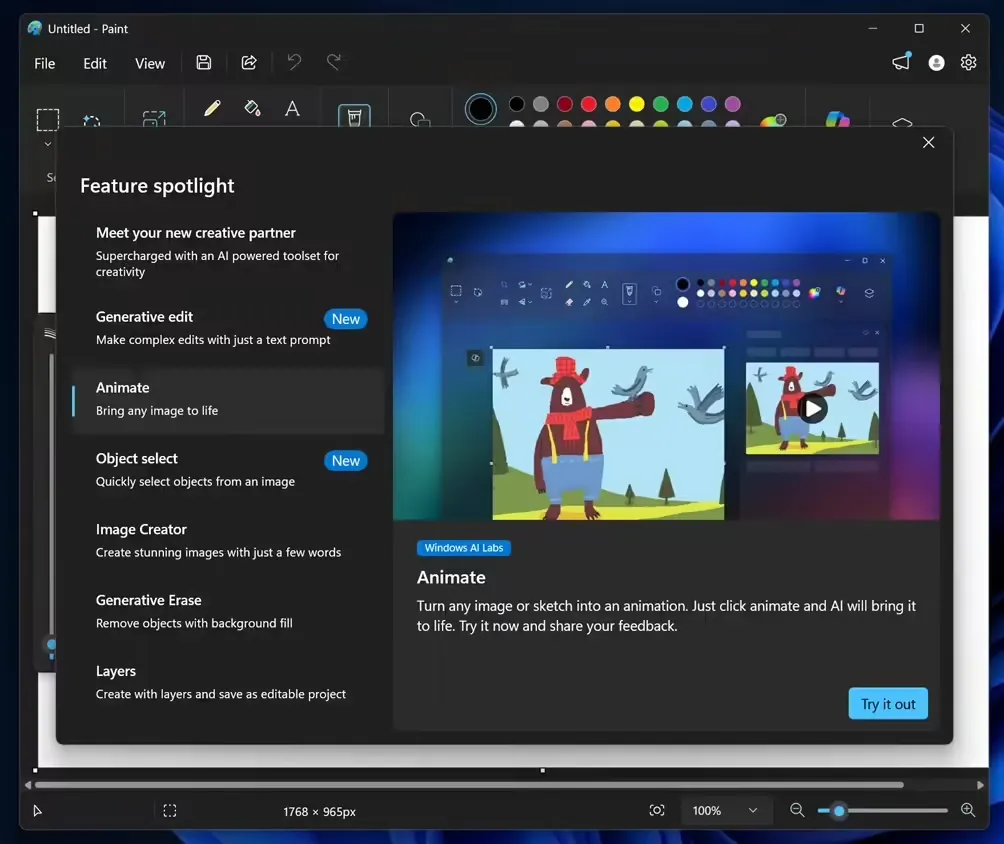 60 秒内出片：微软 Win11 画图应用迎史诗级更新，图片秒变动画_www.jishuyy.com