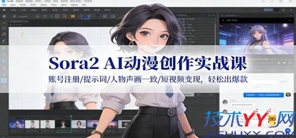 Sora2 AI动漫制作速成课，零基础也能学会的爆款动画创作_www.jishuyy.com