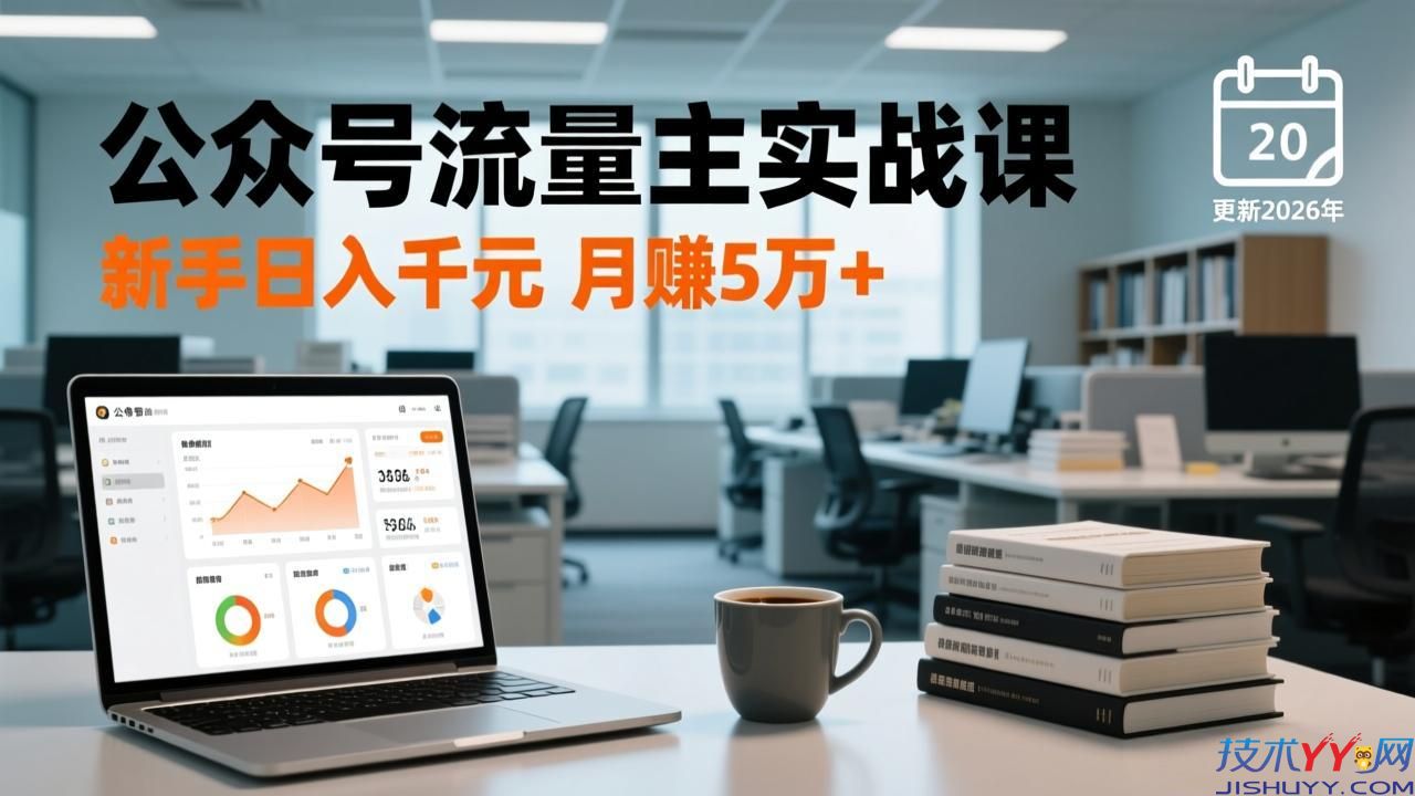公众号流量主实战课，爆文写作、流量池运营、多平台分发，新手日入千元月赚5万+更新2026年_www.jishuyy.com